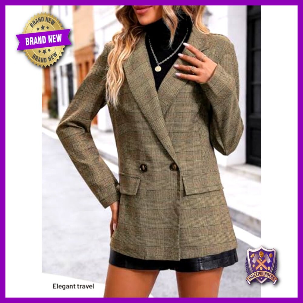 Plaid Houndstooth Blazer Fully Lined Button Lapel… - image 3